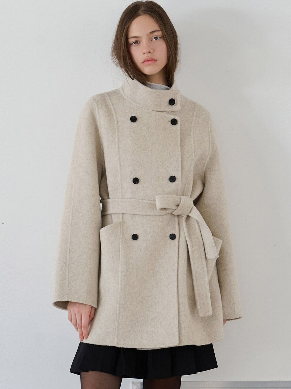 Ray high neck handmade coat_2 Colors