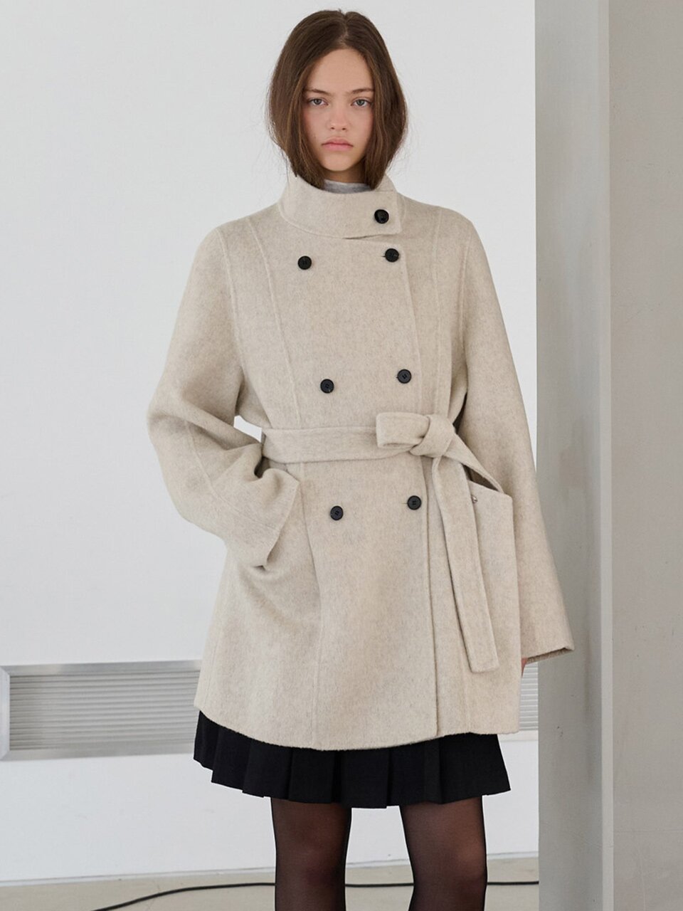 Ray high neck handmade coat_2 Colors