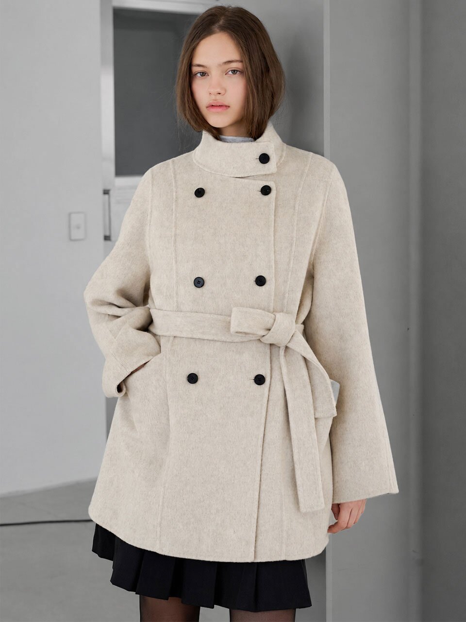 Ray high neck handmade coat_2 Colors