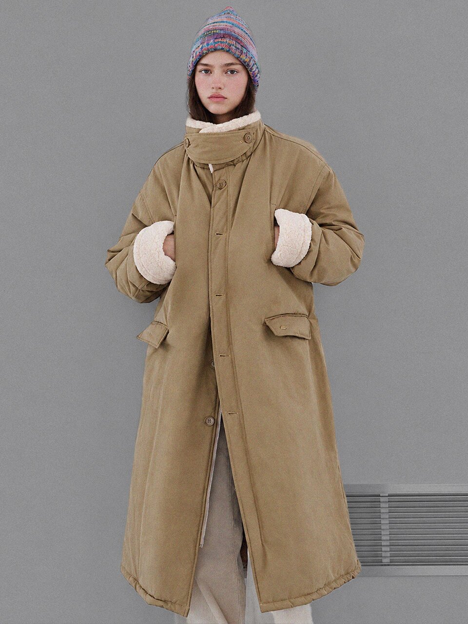 Fur collar long padding_2 Colors