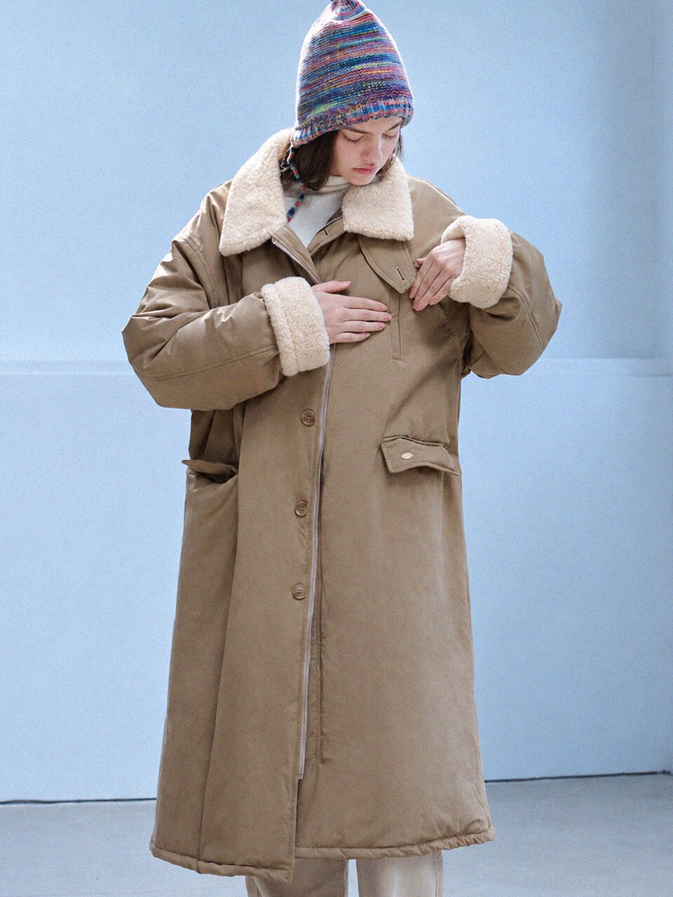 Fur collar long padding_2 Colors