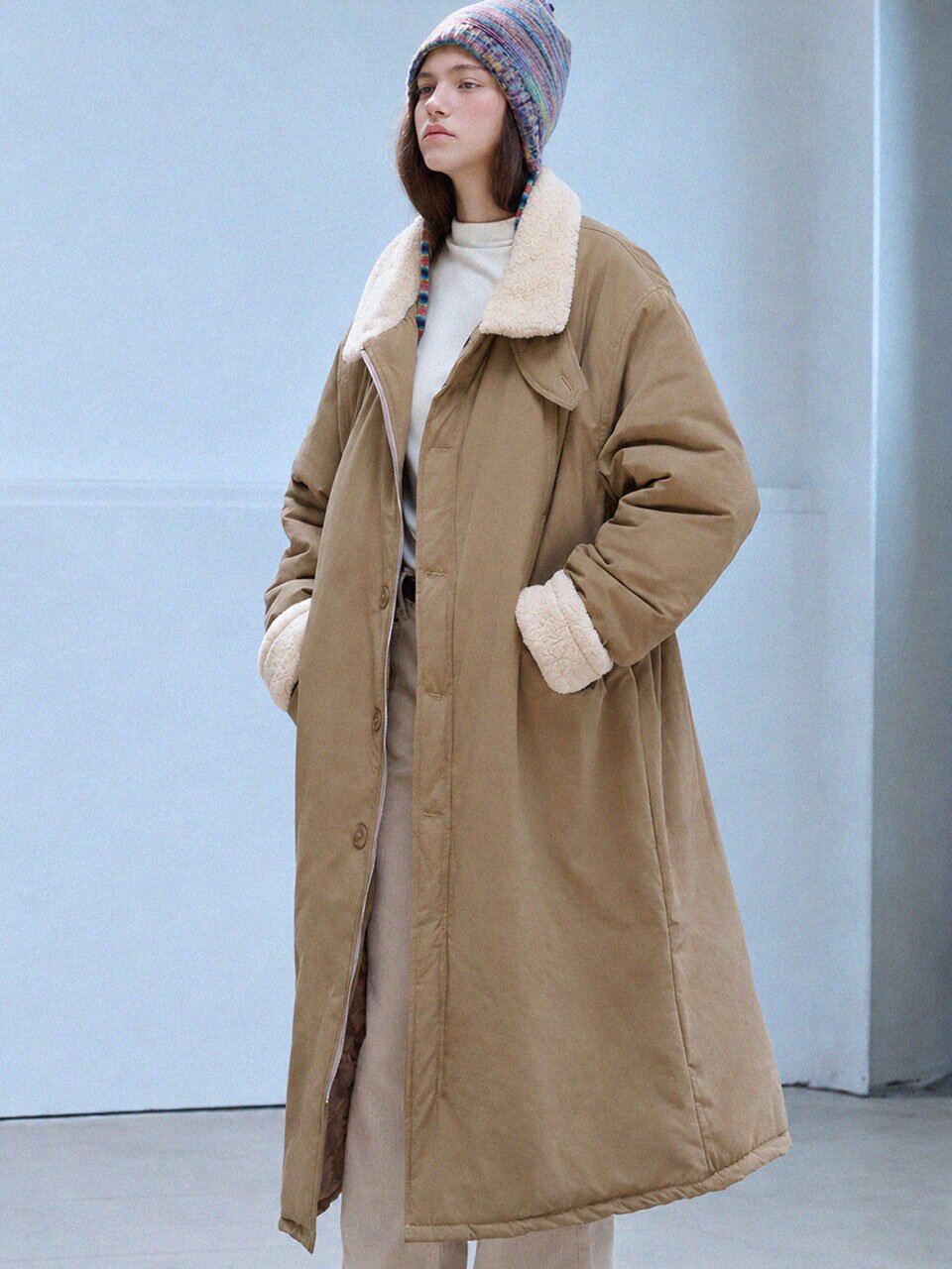 Fur collar long padding_2 Colors