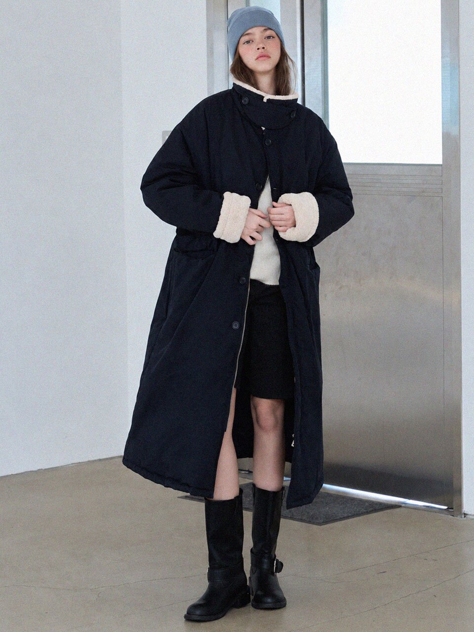 Fur collar long padding_2 Colors