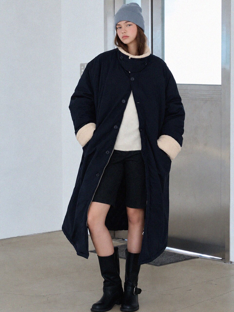 Fur collar long padding_2 Colors