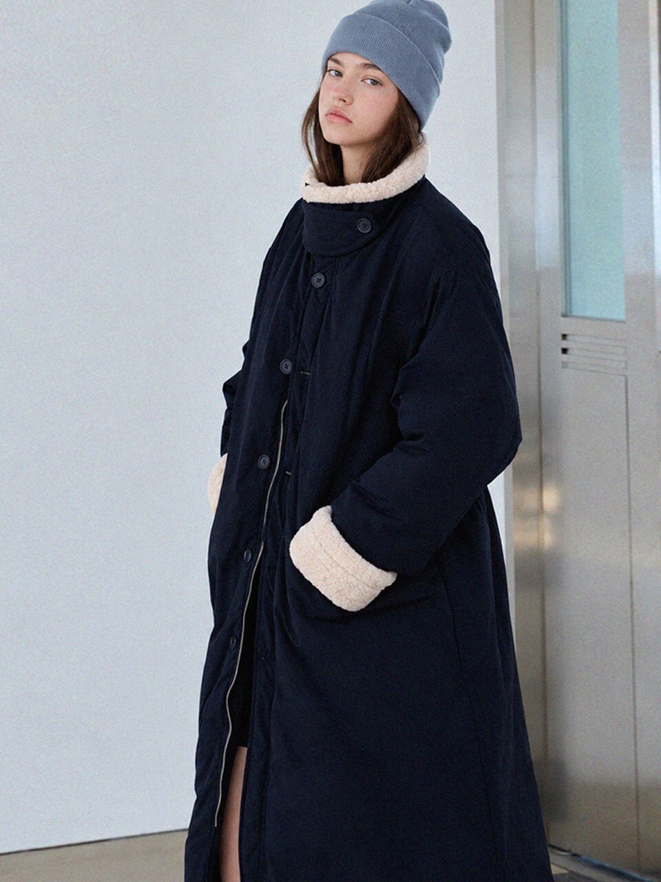 Fur collar long padding_2 Colors