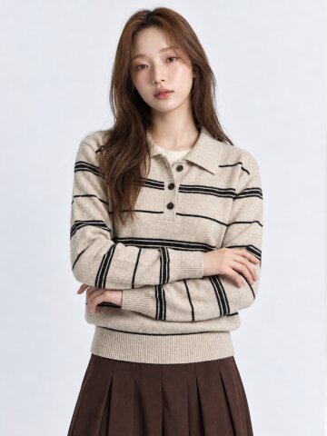 CLASSIC STRIPE COLLAR KNIT (IV)