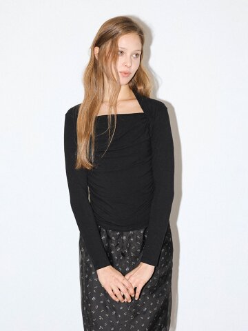 DD_Square neck shirring T-shirt_2color