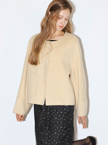 DD_Button neck wool jacket