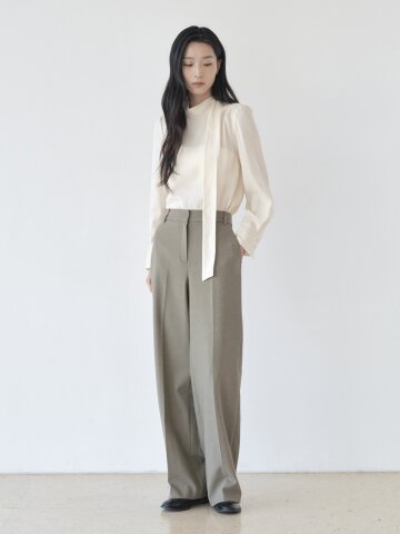 노턱 스트레이트 와이드 팬츠 