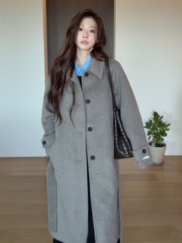 벨티드 캐시미어 블렌디드 롱코트 