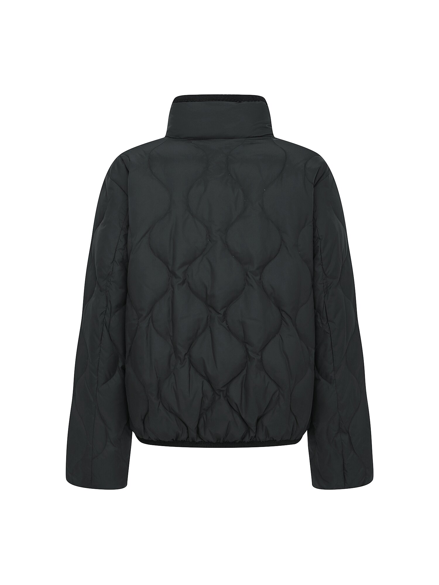 하이넥 웨이브 퀼팅 덕다운 점퍼 (BLACK)