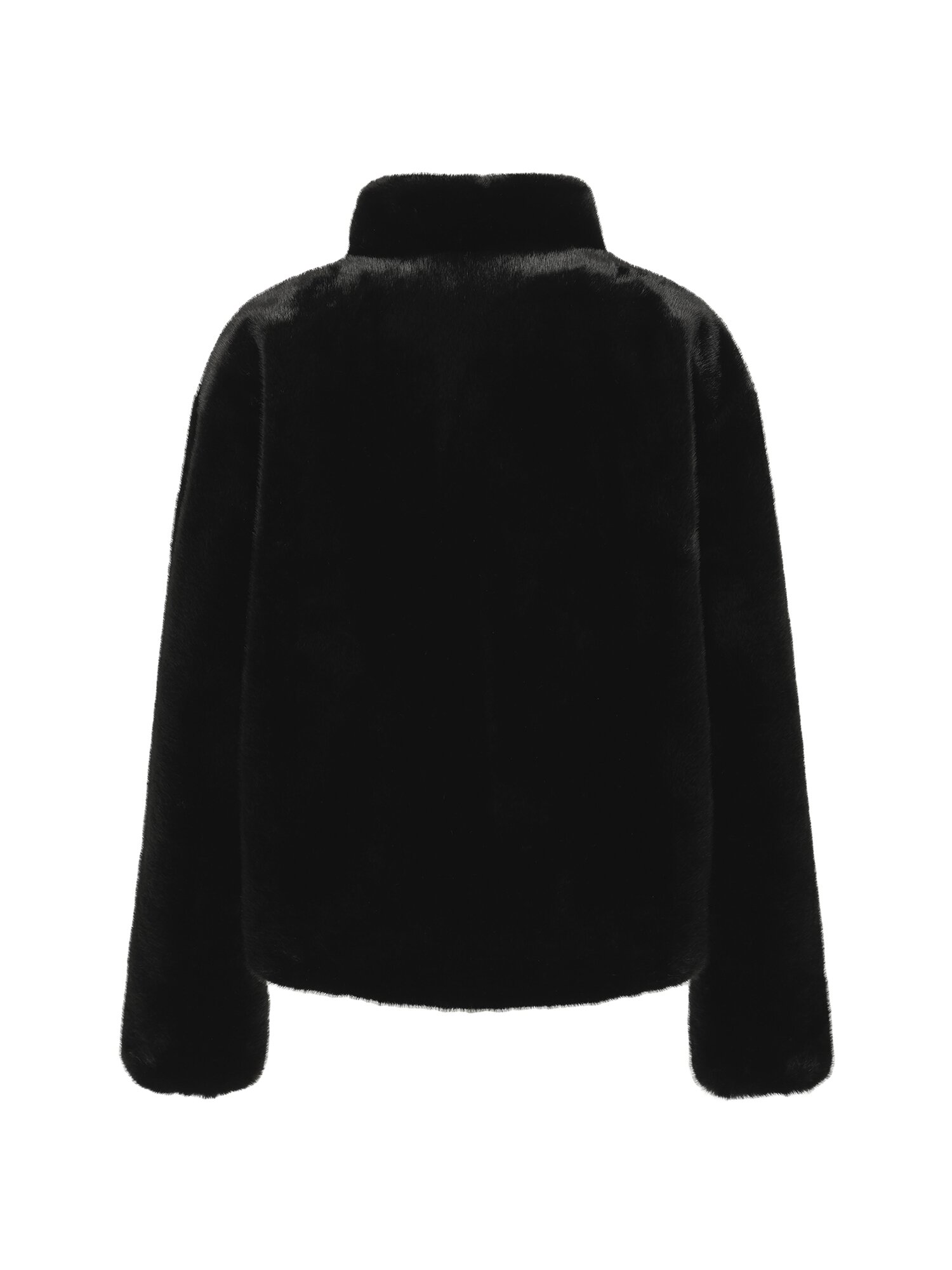 페이크 퍼 밴딩 하이넥 점퍼 (BLACK)