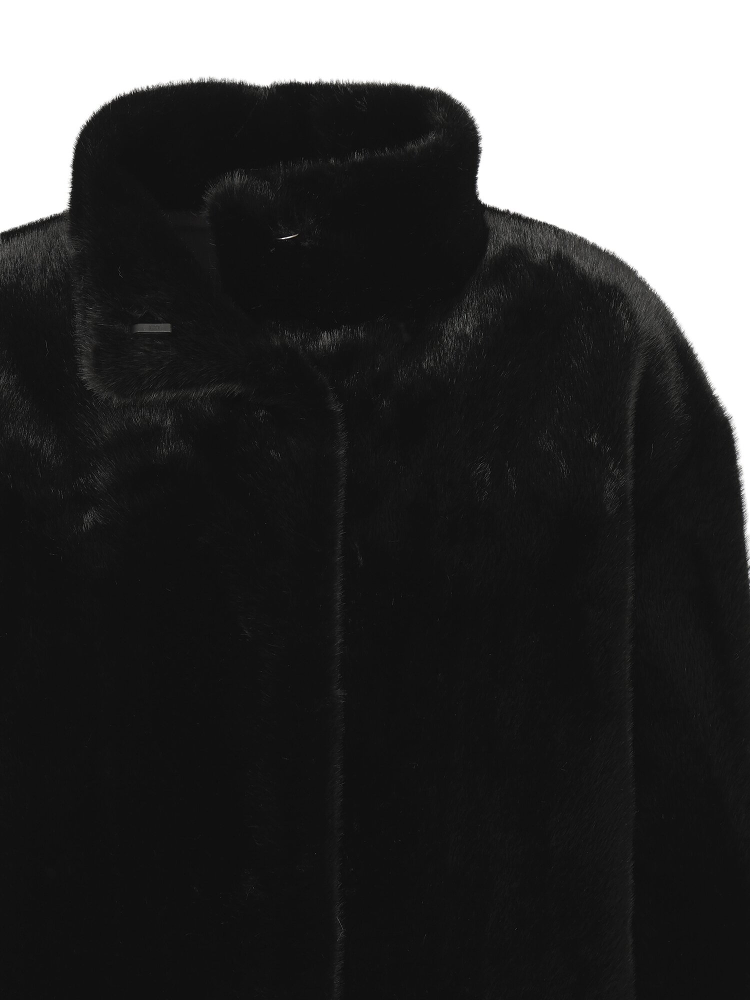 페이크 퍼 밴딩 하이넥 점퍼 (BLACK)