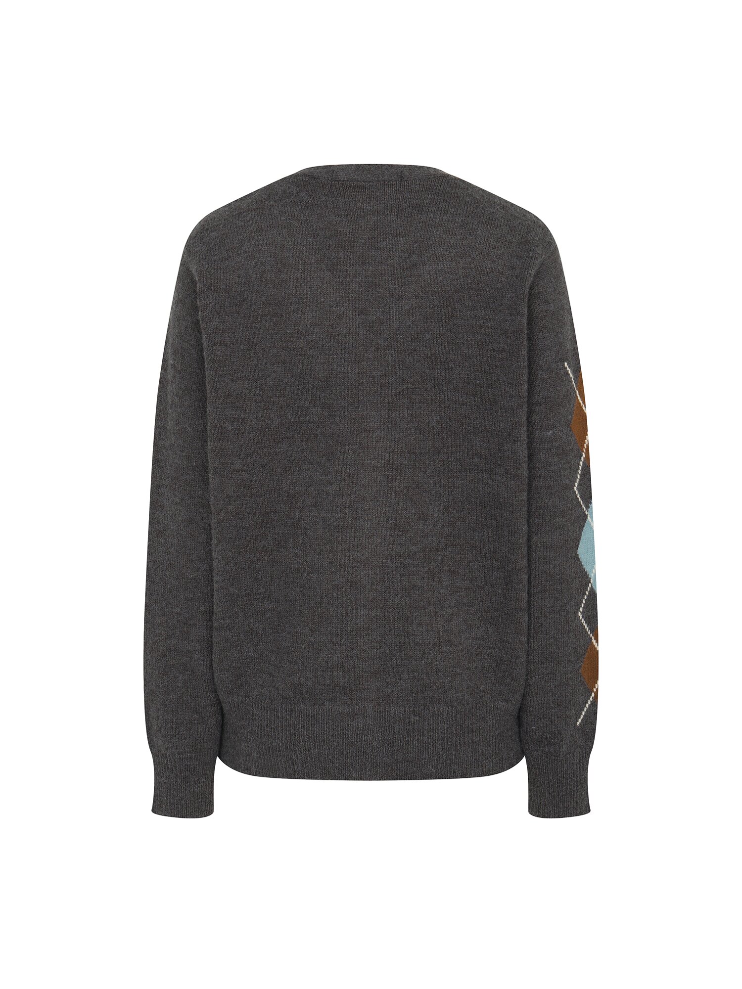사이드 아가일 브이넥 니트 가디건 (DARK GREY)