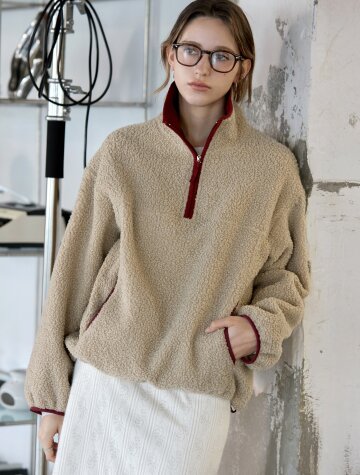 위켄드 컬러 플리스 하프집업 BEIGE