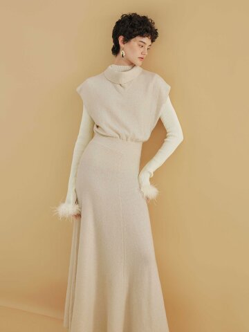 YY_Layered waist knit dress