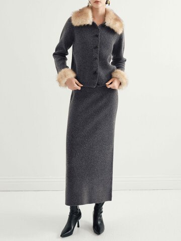 YY_Mixed straight-leg skirt