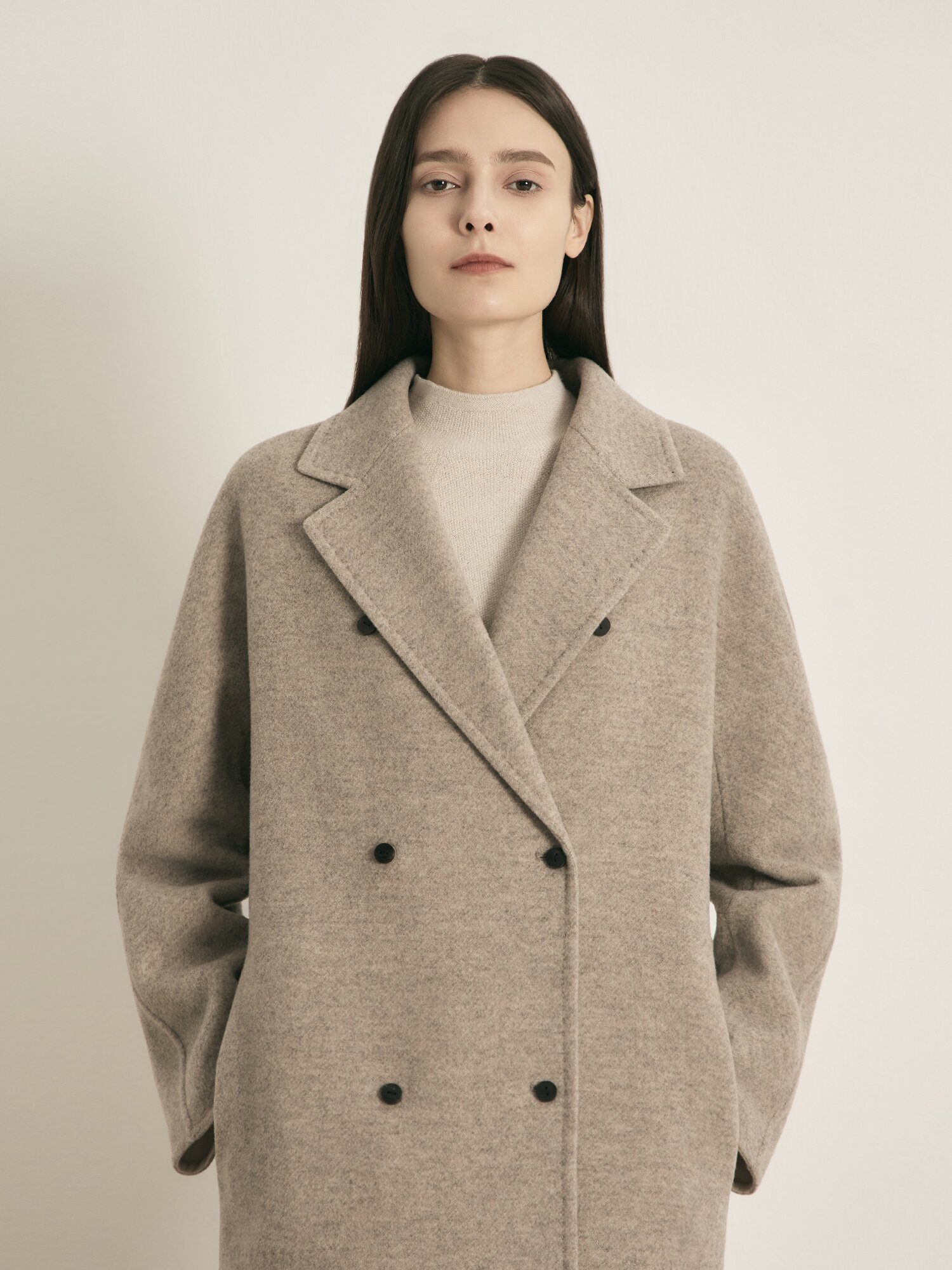 캐시미어 더블 롱 코트 (TAUPE BEIGE)