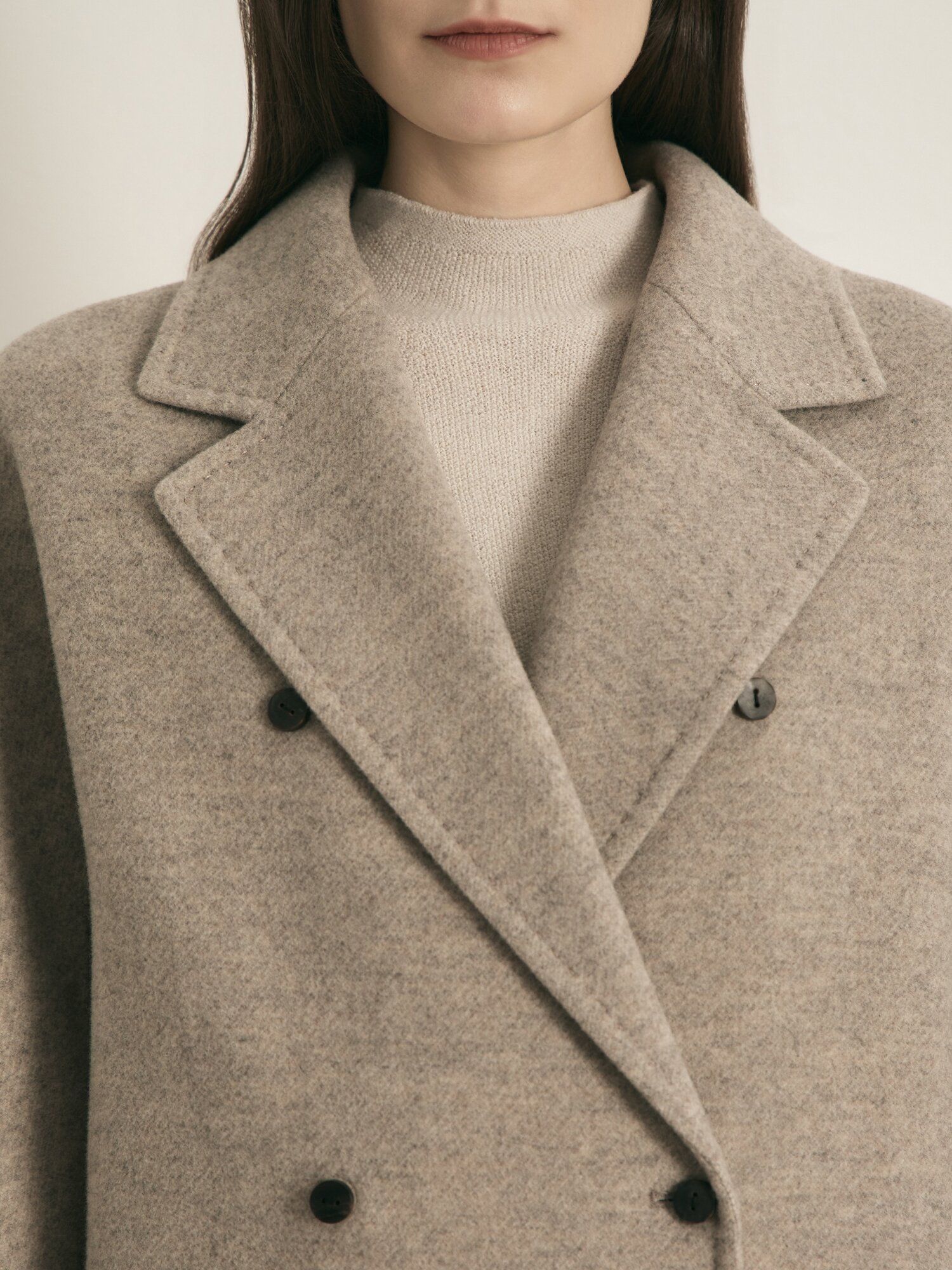 캐시미어 더블 롱 코트 (TAUPE BEIGE)