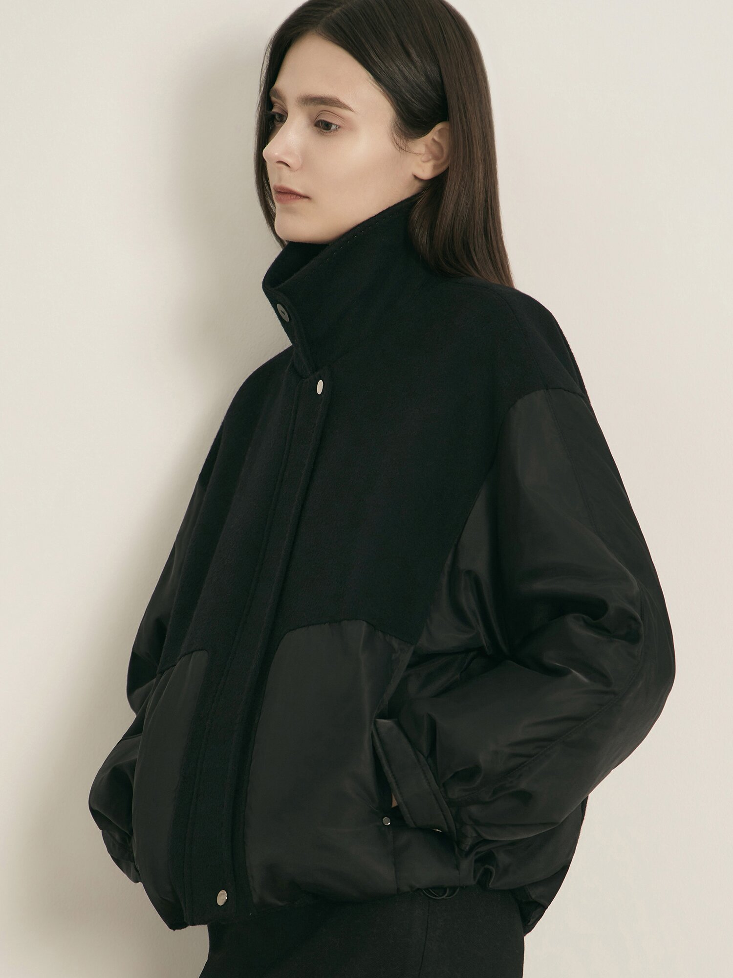 텍스처 블록 블루종 자켓 (BLACK)