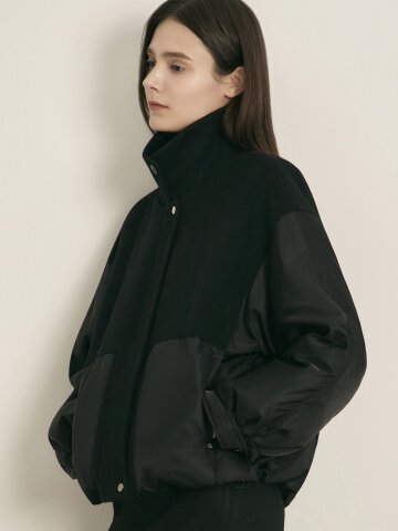 텍스처 블록 블루종 자켓 (BLACK)