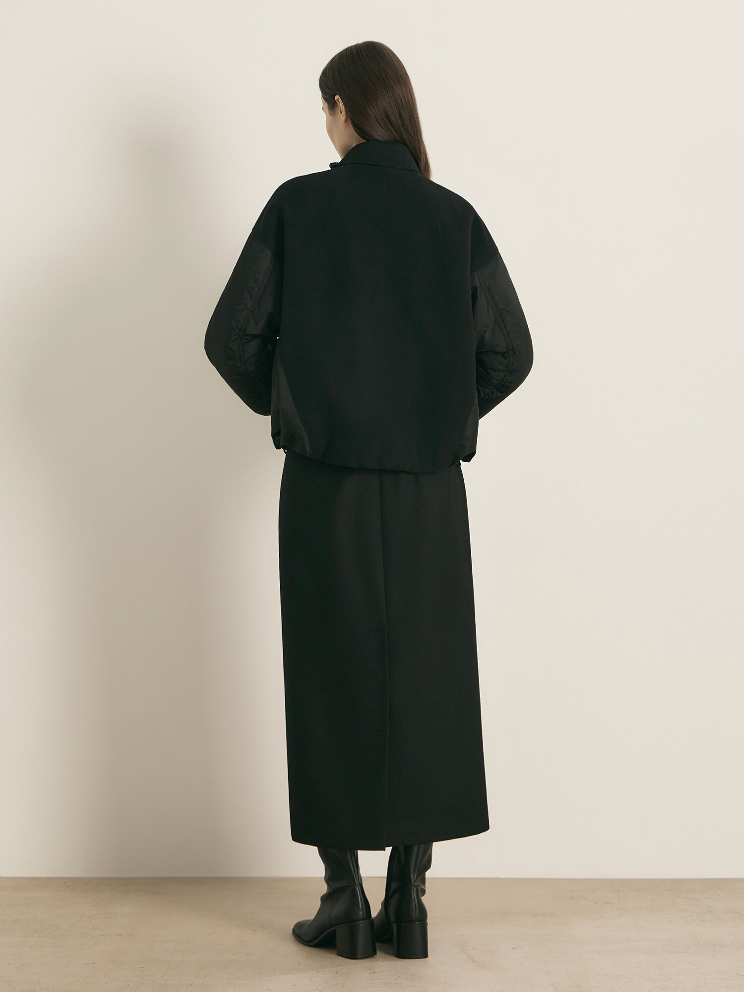 텍스처 블록 블루종 자켓 (BLACK)