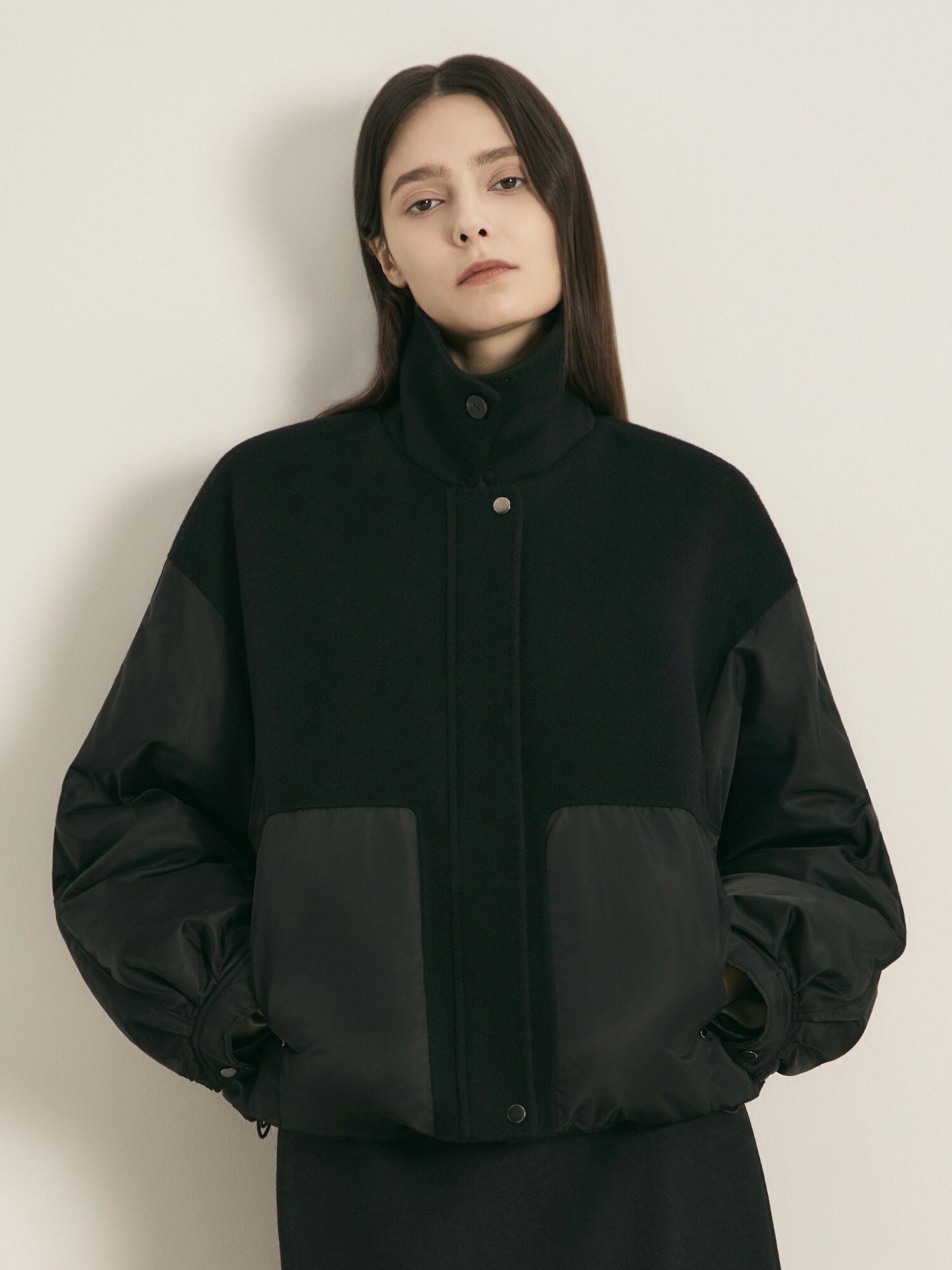 텍스처 블록 블루종 자켓 (BLACK)