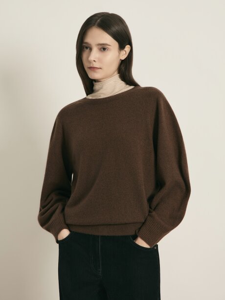 래글런 캐시미어 라운드 니트 