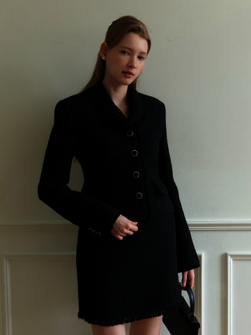 TINA Fringe Tweed Tailored Jacket / Black(2color)