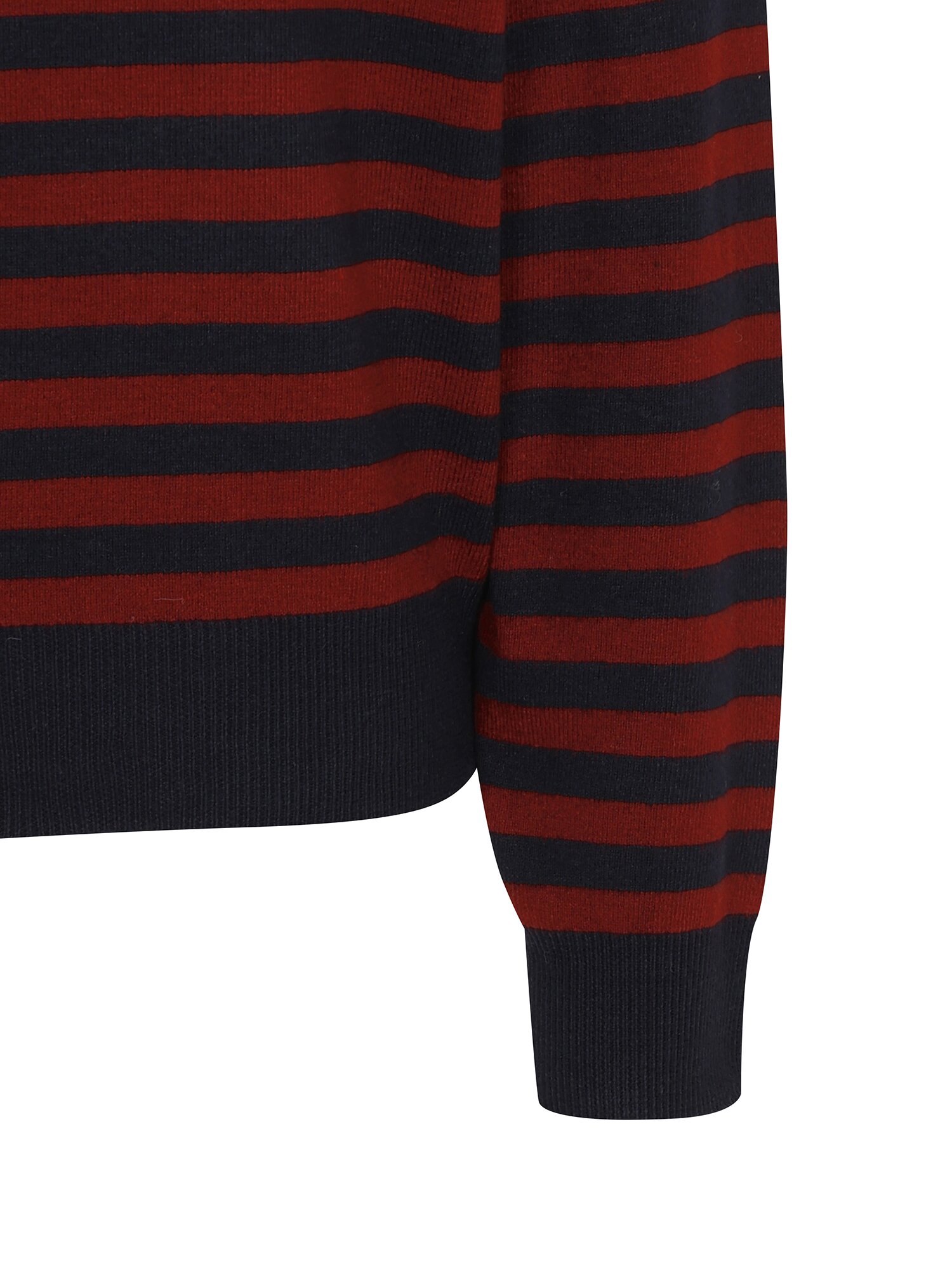 배색 오픈 칼라 스트라이프 풀오버 니트 (STRIPE RED)
