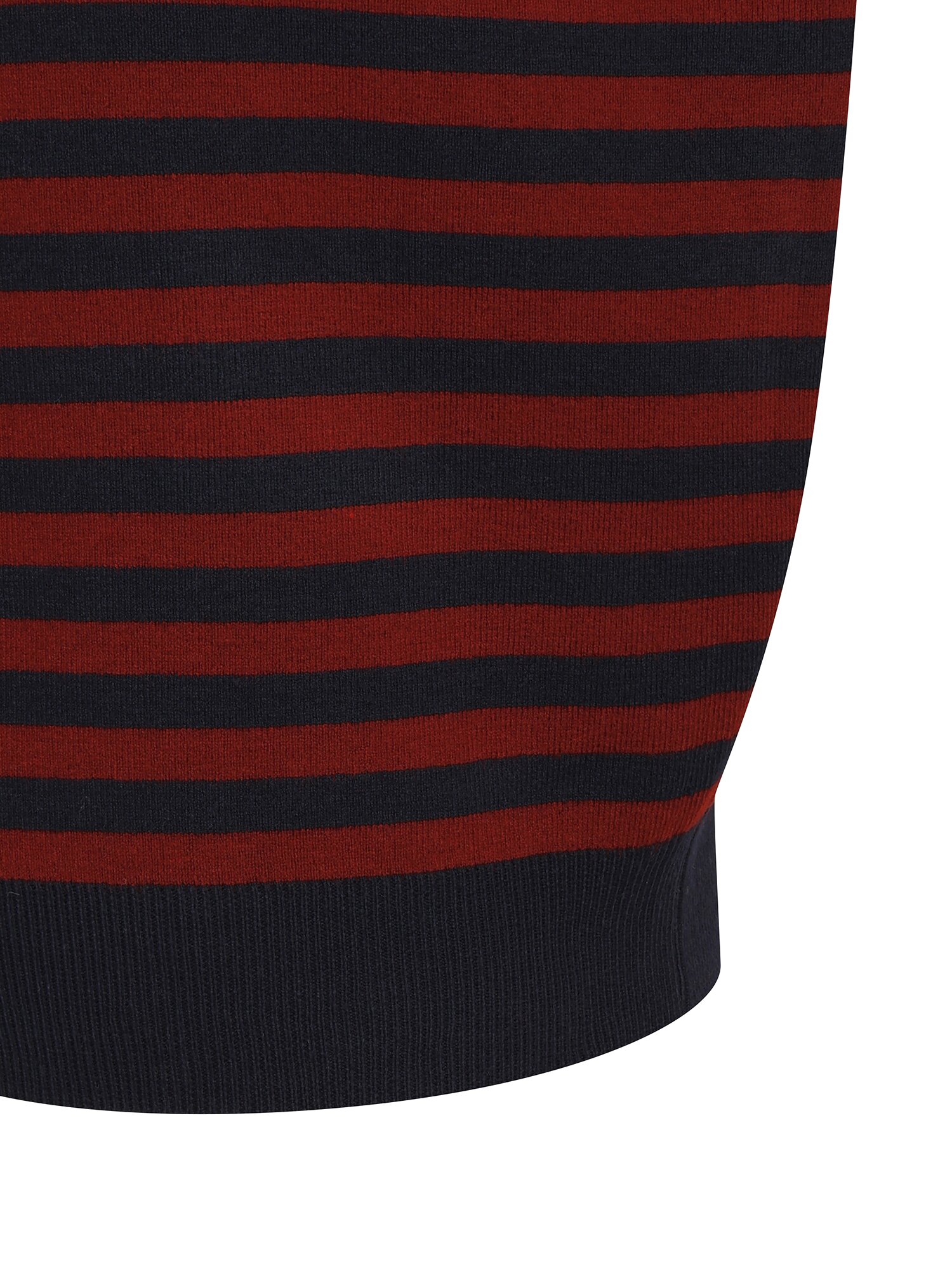 배색 오픈 칼라 스트라이프 풀오버 니트 (STRIPE RED)