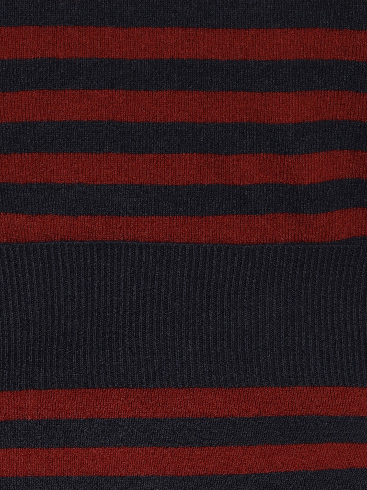 배색 오픈 칼라 스트라이프 풀오버 니트 (STRIPE RED)