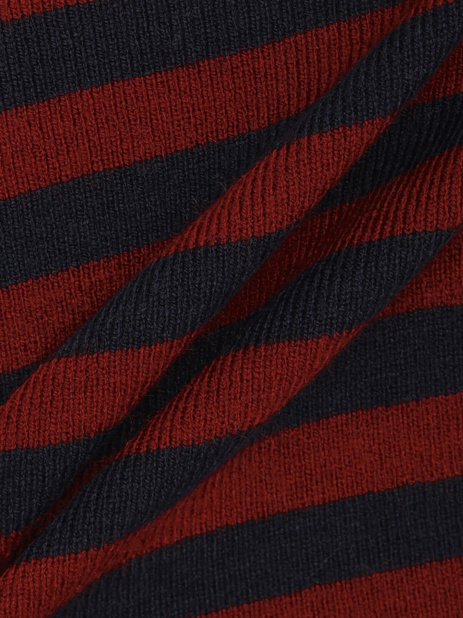 배색 오픈 칼라 스트라이프 풀오버 니트 (STRIPE RED)