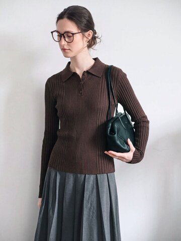 SR_Collar slim-fit knit_2color