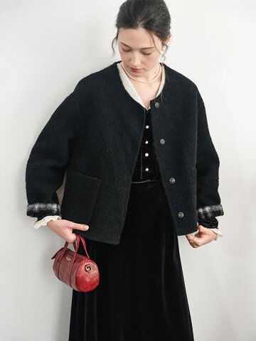 SR_Reverse plaid short jacket