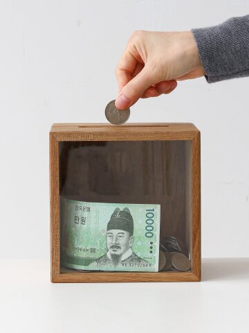 원목 유리 인테리어 저금통