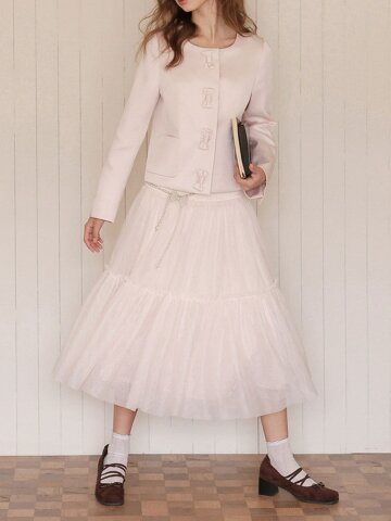 Cest_Mid-length mesh skirt