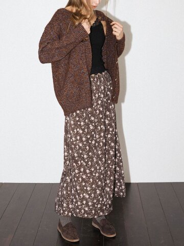 DD_Floral flare long skirt