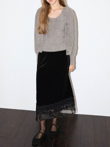 DD_Velvet lace long skirt