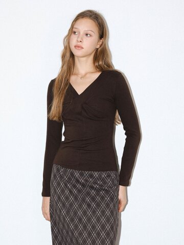 DD_V neck shirring top_3color