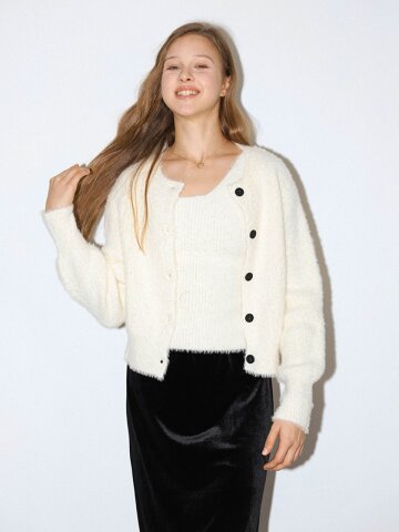 DD_Fuzzy knit cardigan set_2color