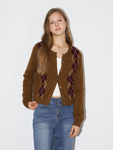 DD_Argyle button cardigan