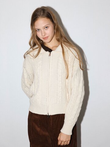 DD_Cable zip knit cardigan