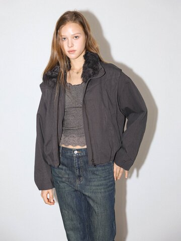 DD_Trim collar short jacket