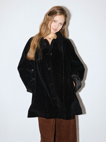 DD_Velvet button long jacket