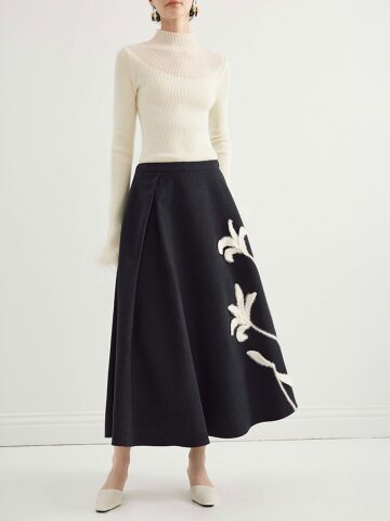YY_Floral patch skirt