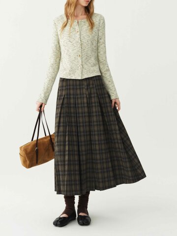 WD_Check pleated skirt