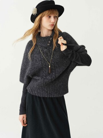 WD_High neck cape knit