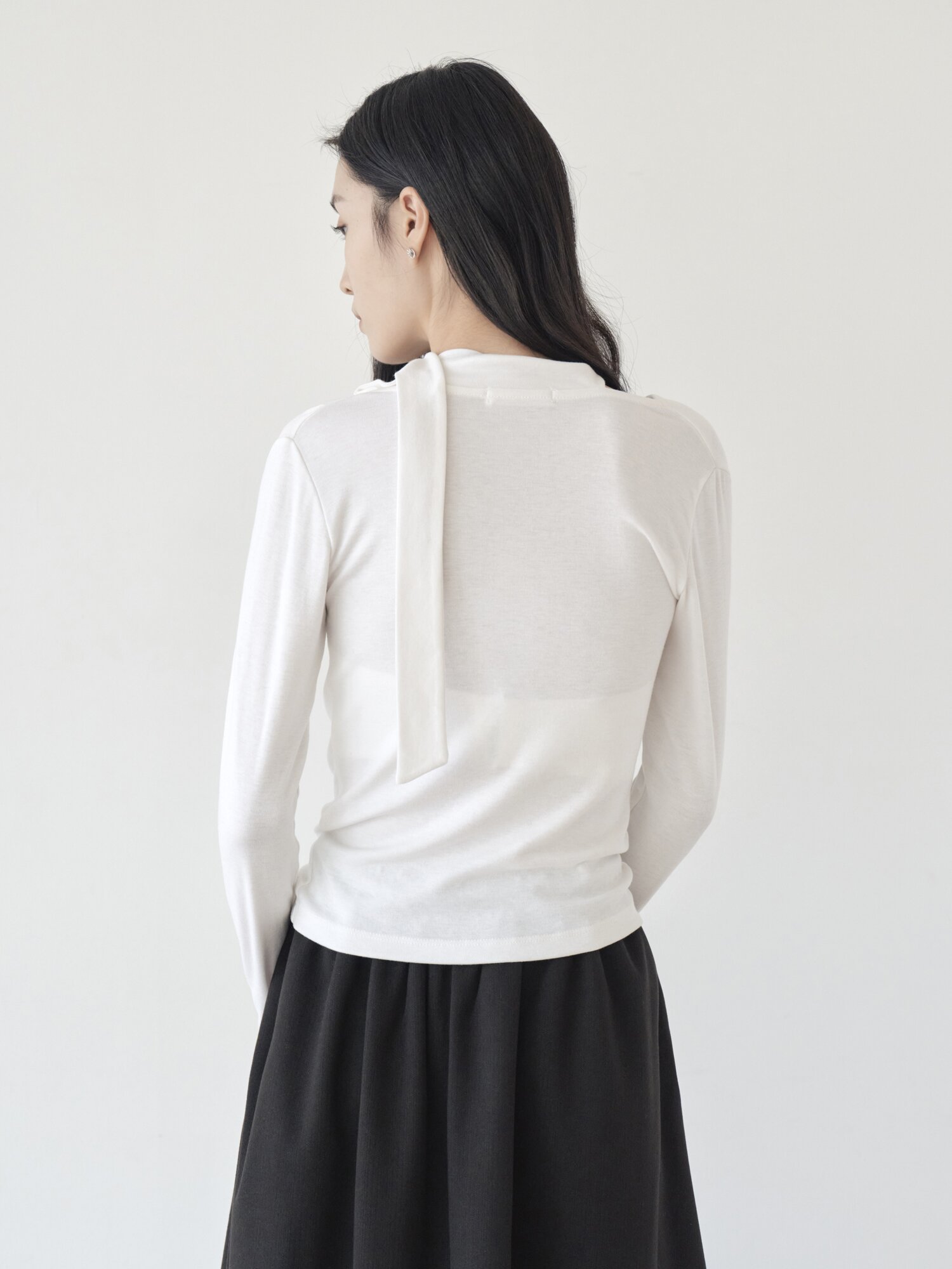 타이넥 셔링 슬림핏 티셔츠 (WHITE)