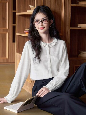 LS_Style ruffled white blouse